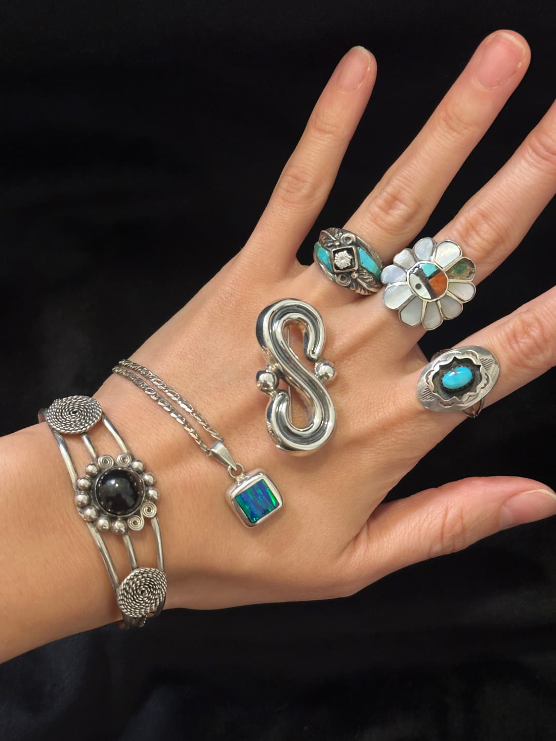 Mexico onyx 925silver bangle 상품이미지6