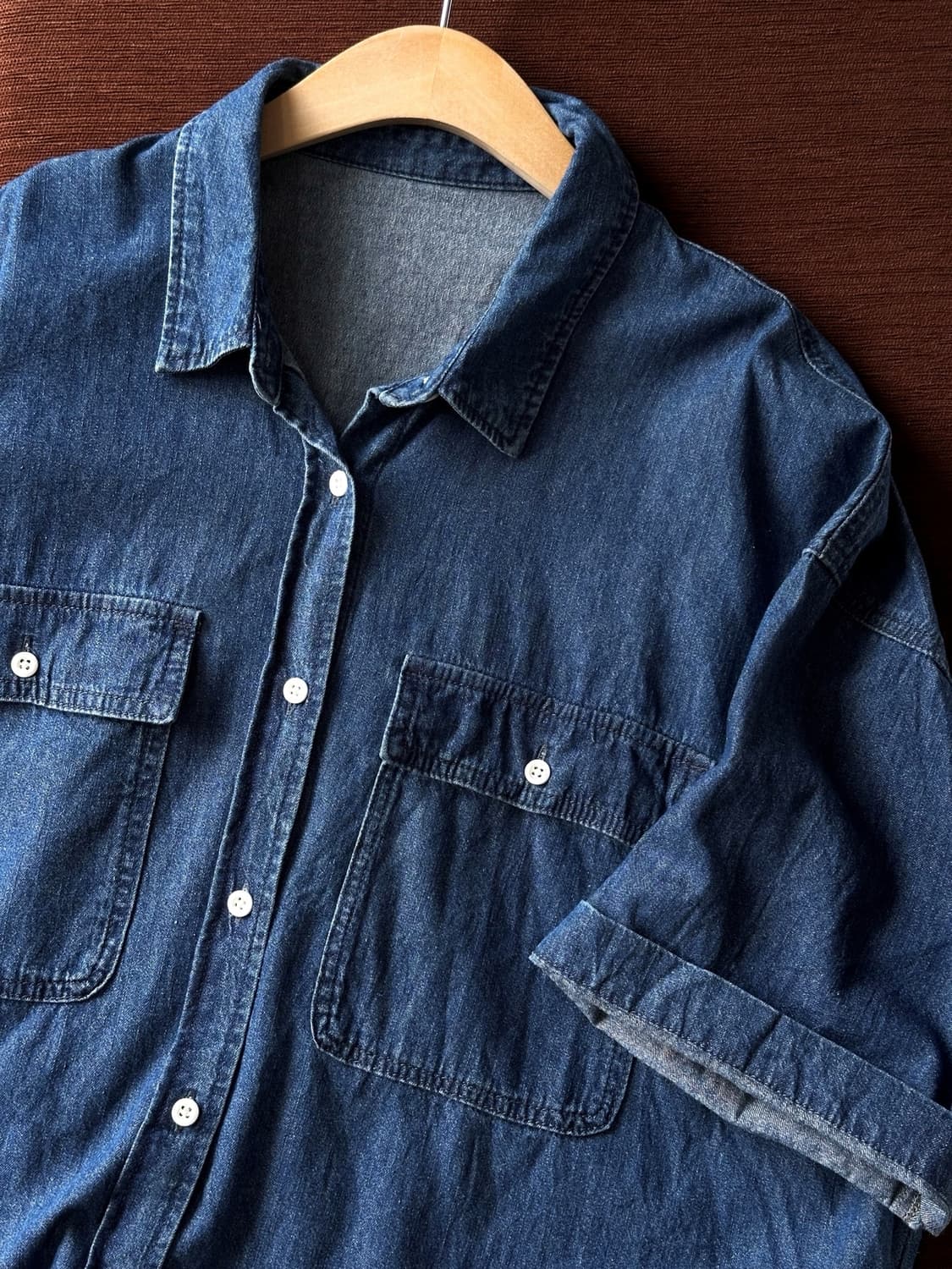 Cotton denim H/S big work shirt 상품이미지1