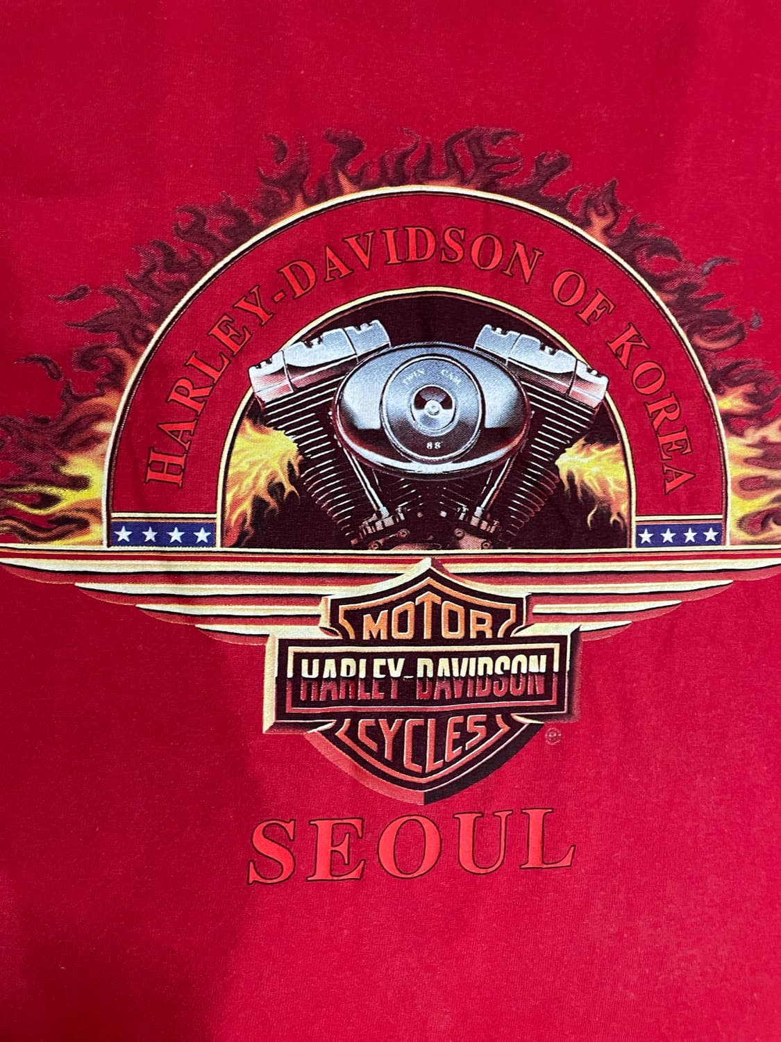 00s USA 할리데이비슨 그래픽 프린팅 반팔 티셔츠 레드 상품이미지8