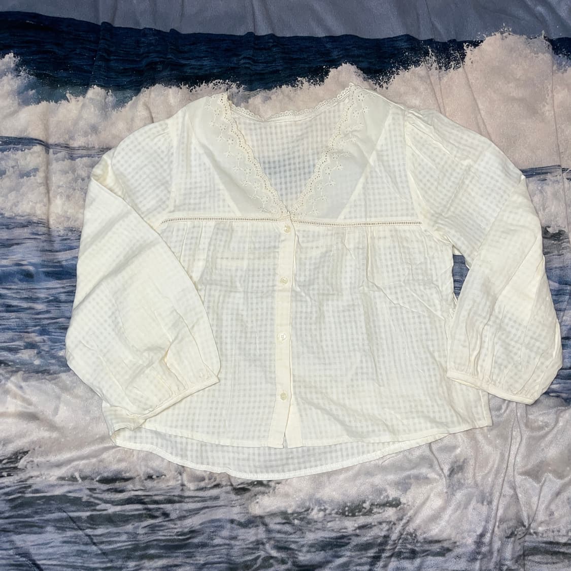 Japanese Vintage Ivory Frill Cardigan 상품이미지1