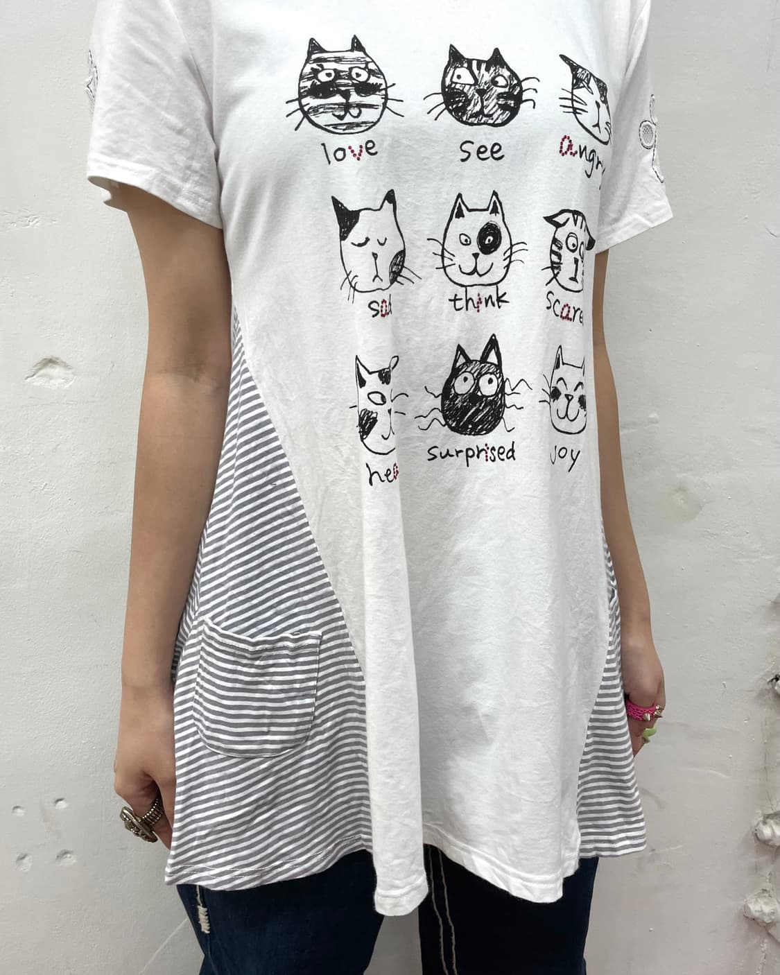 Multi Cat Stripe Pocket T-shirt 상품이미지4