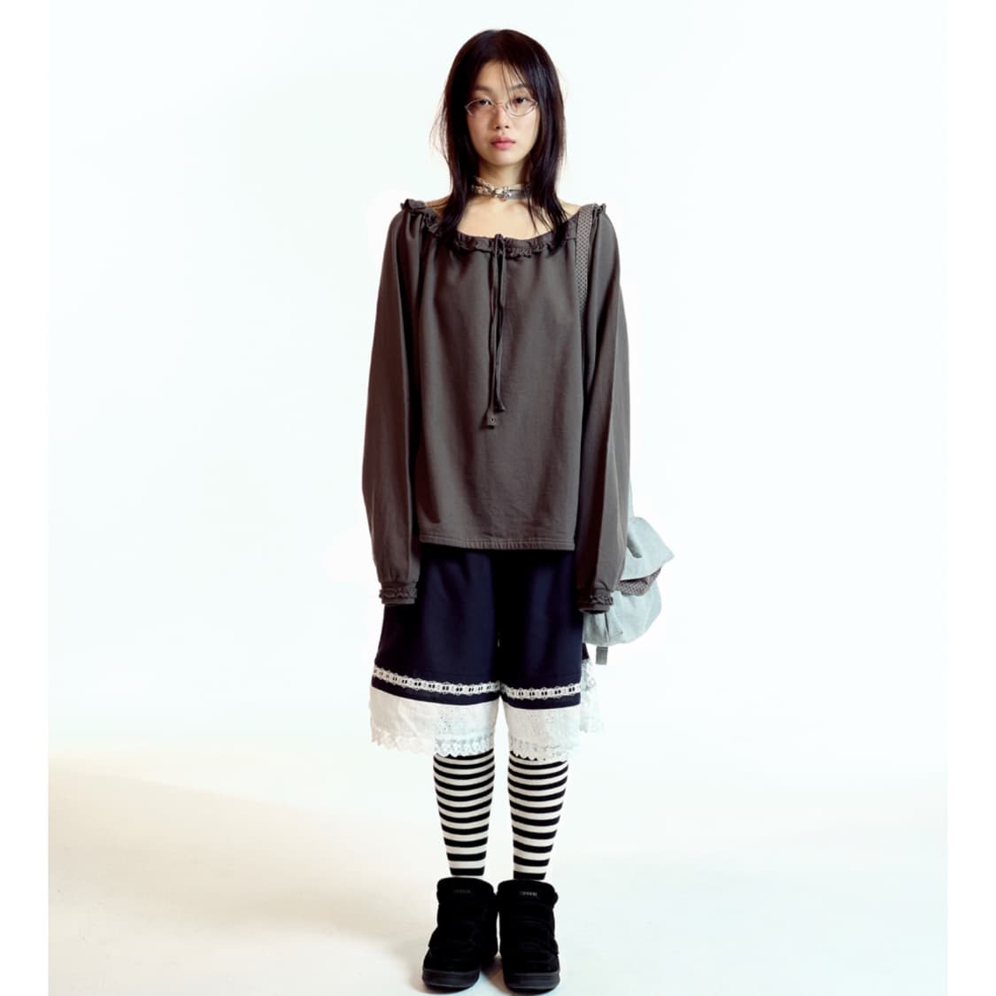 [2] 코이세이오 드로스트링 롱슬리브 차콜 DRAWSTRING 드로우 상품이미지2