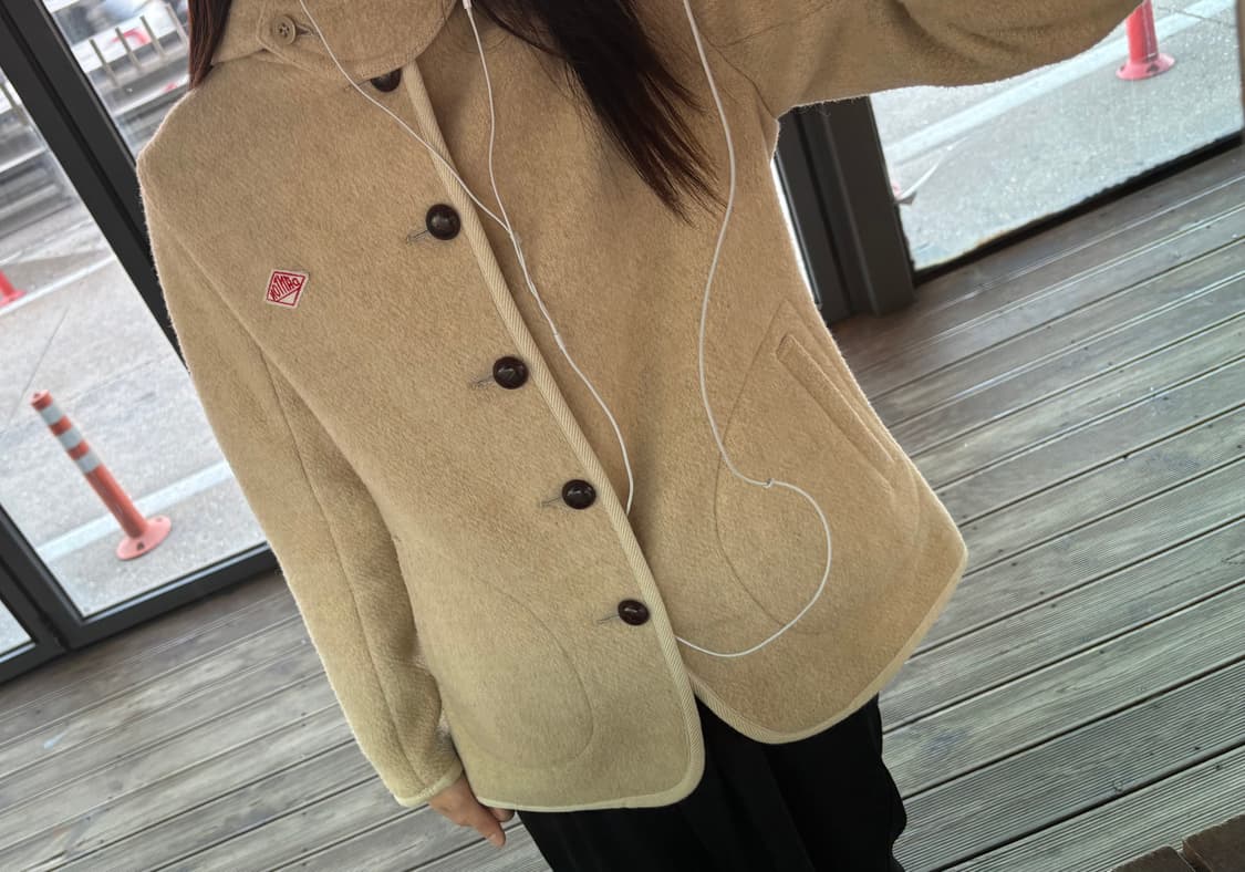 단톤 후드 울코트 베이지 상품이미지2