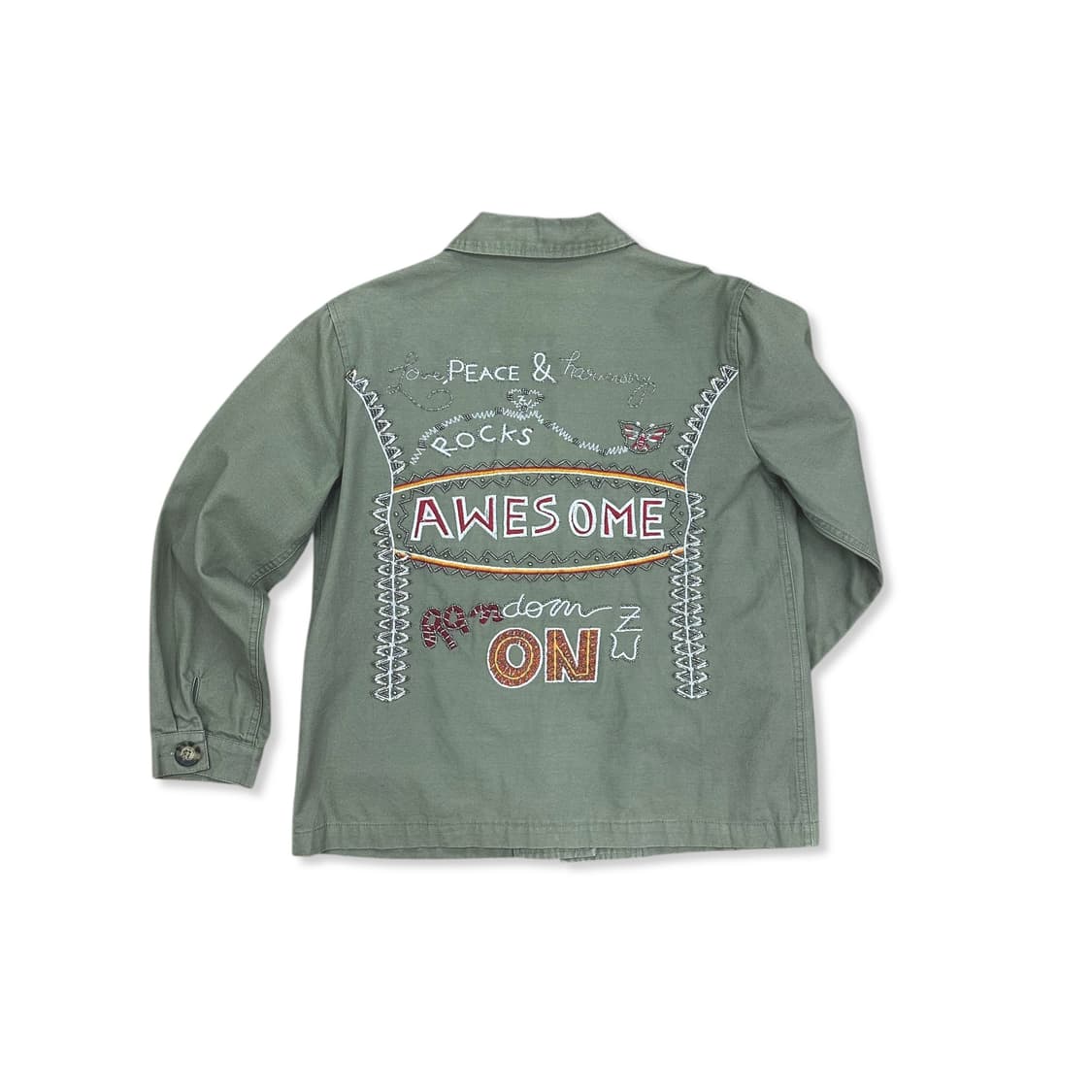 Back Embroidery Details Military Jacket 상품이미지1