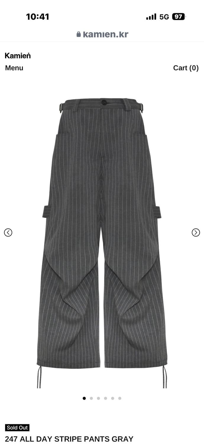 3)카미엔 올데이 스트라이프 팬츠 그레이 상품이미지1