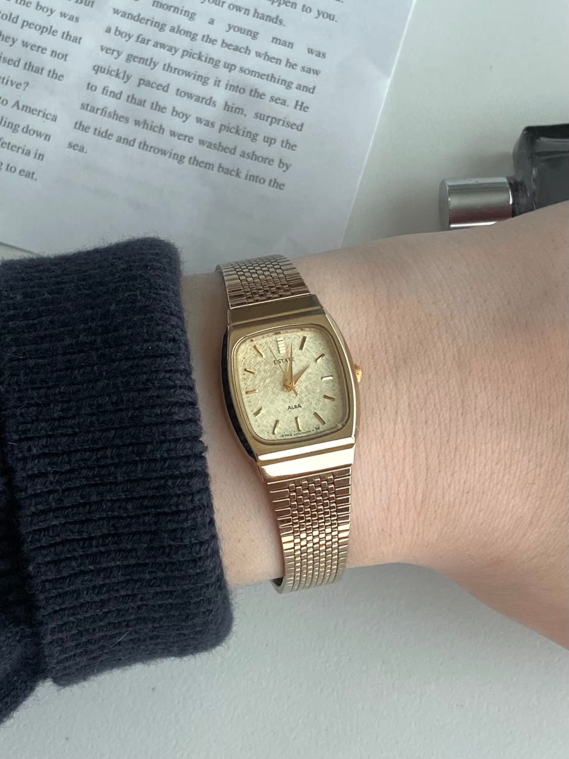 Seiko 세이코 알바 AlBA ESTATE 샴페인 골드 스퀘어 쿼츠 상품이미지6