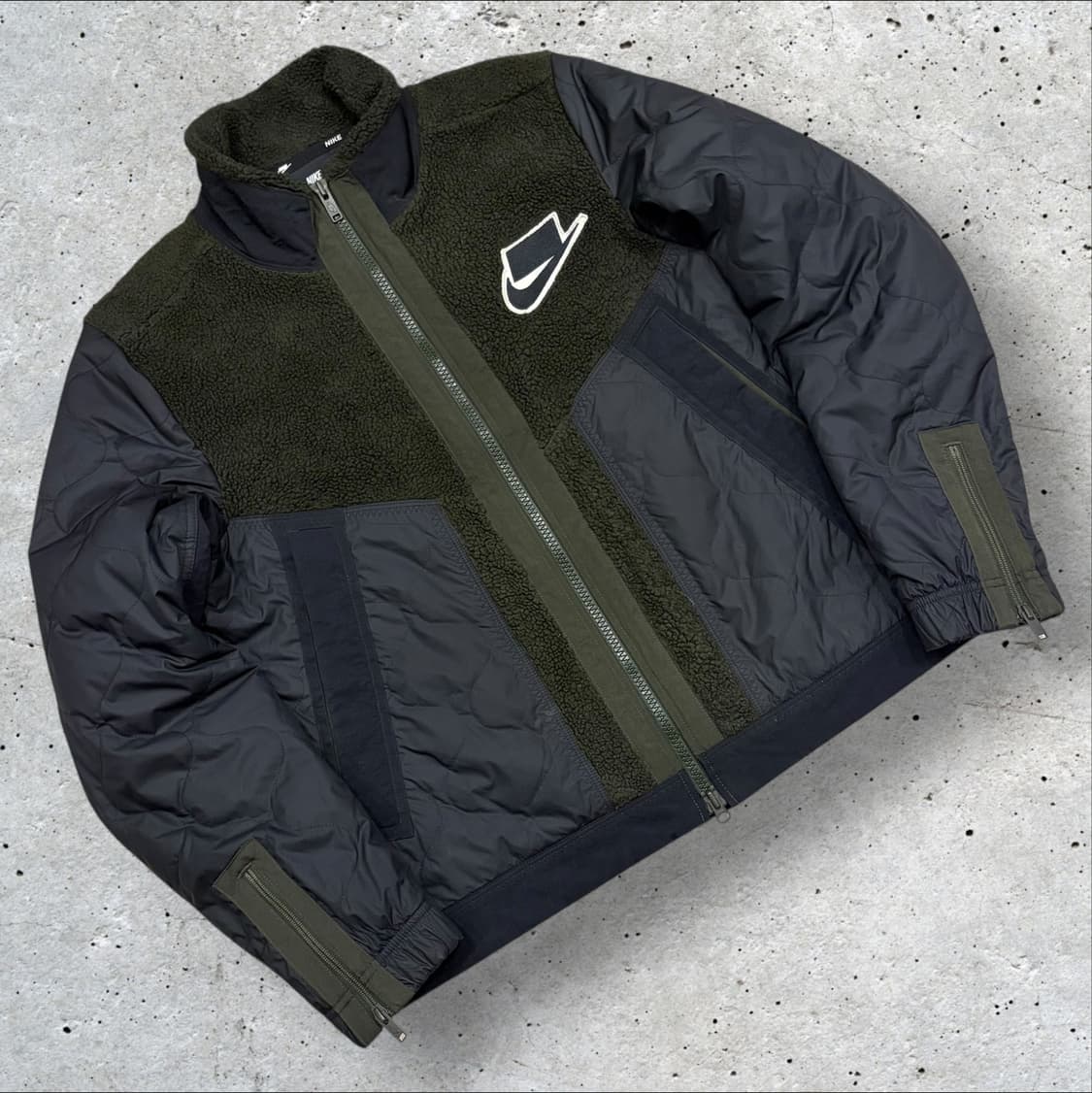 [M] 나이키 필쉐르파 퀼팅 플리스 자켓 카키 블랙 C285 상품이미지1