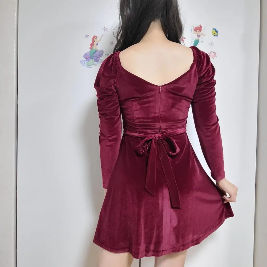 아뜨랑스 레드 벨벳원피스 크리스마스룩 상품이미지5