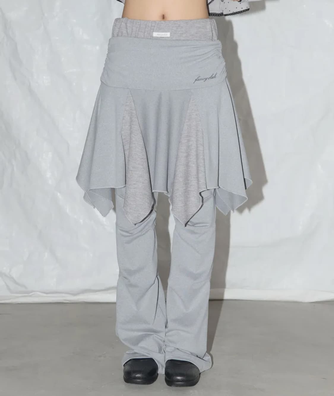 팬시클럽 언발란스 스커트 레이어드 핀턱 팬츠 그레이 상품이미지1