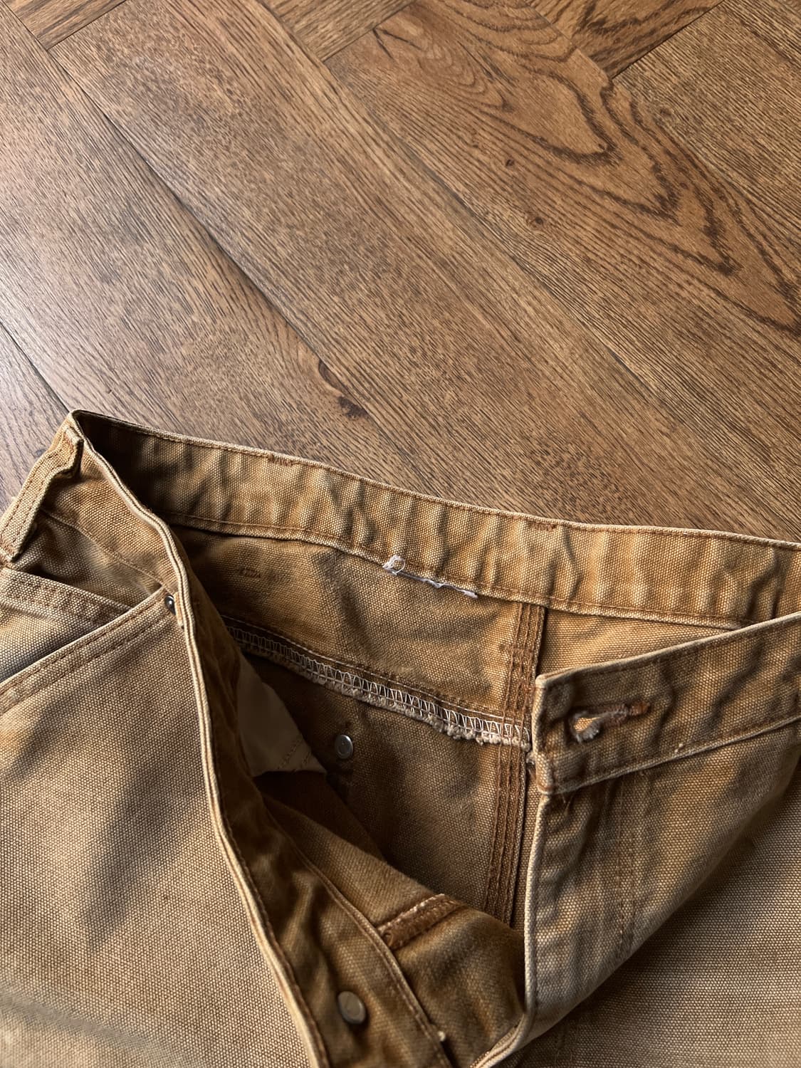 [34]칼하트 USA 더티워싱 브라운 더블니 워크 팬츠 상품이미지3