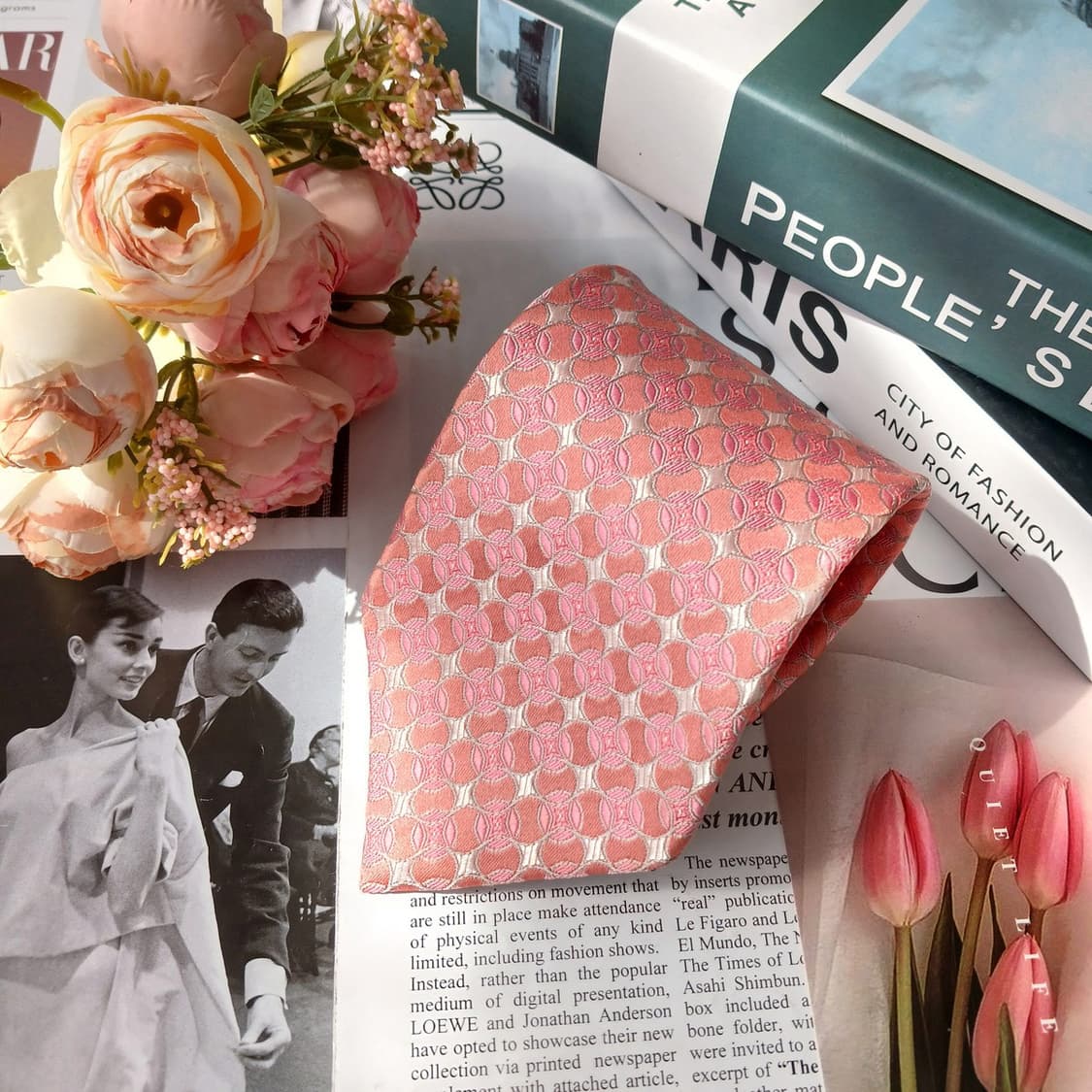 아쿠아스큐텀 실크 핑크 패턴 넥타이 9.2cm A+등급 E785
 상품이미지4