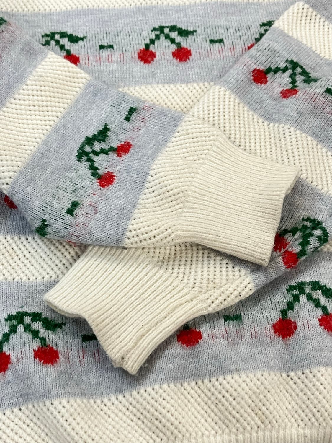 빈티지 체리 패턴 니트 블루  #csz3180 상품이미지5