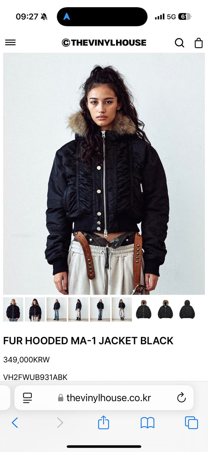 구해요더바이닐하우스  FUR HOODED MA-1 JACKET BLACK 상품이미지1