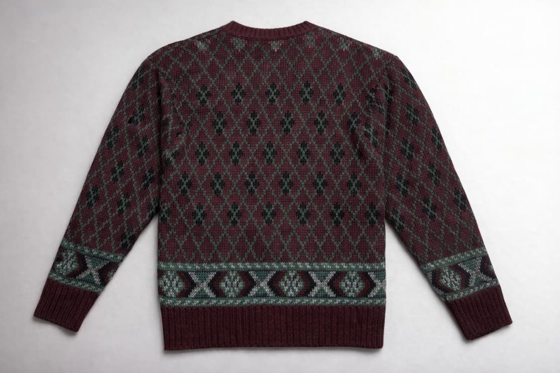 80~90s USA 빈티지 London Fog 자카드 보르도 니트 M 상품이미지2