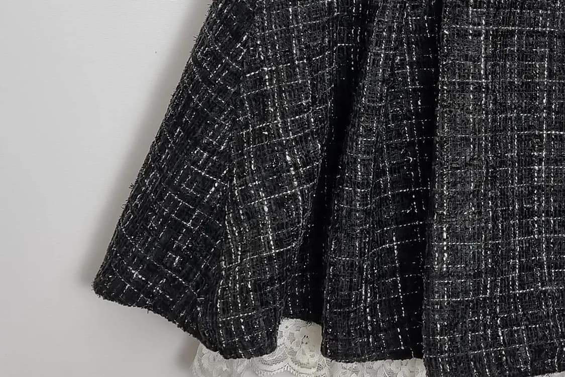 디어마이러브 블랙 하트 큐빅 포인트 트위드 스커트 상품이미지4