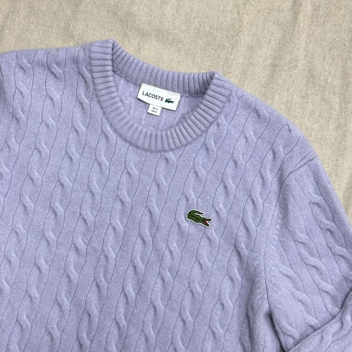 라코스테 캐시미어 라벤더 케이블 니트 S 상품이미지2