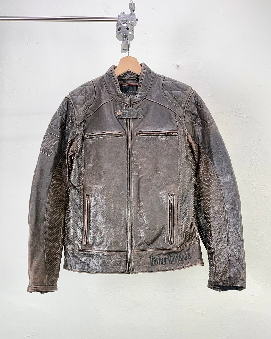 할리 데이비슨 브라운 라이딩 기어 버팔로 레더 자켓 상품이미지1