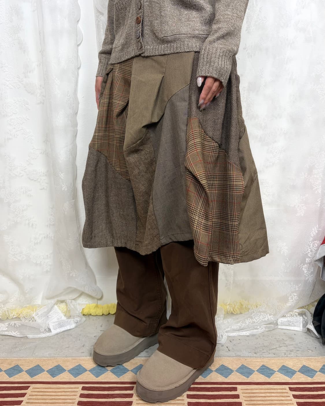 Asymmetrical patchwork tweed wool skirt 상품이미지8