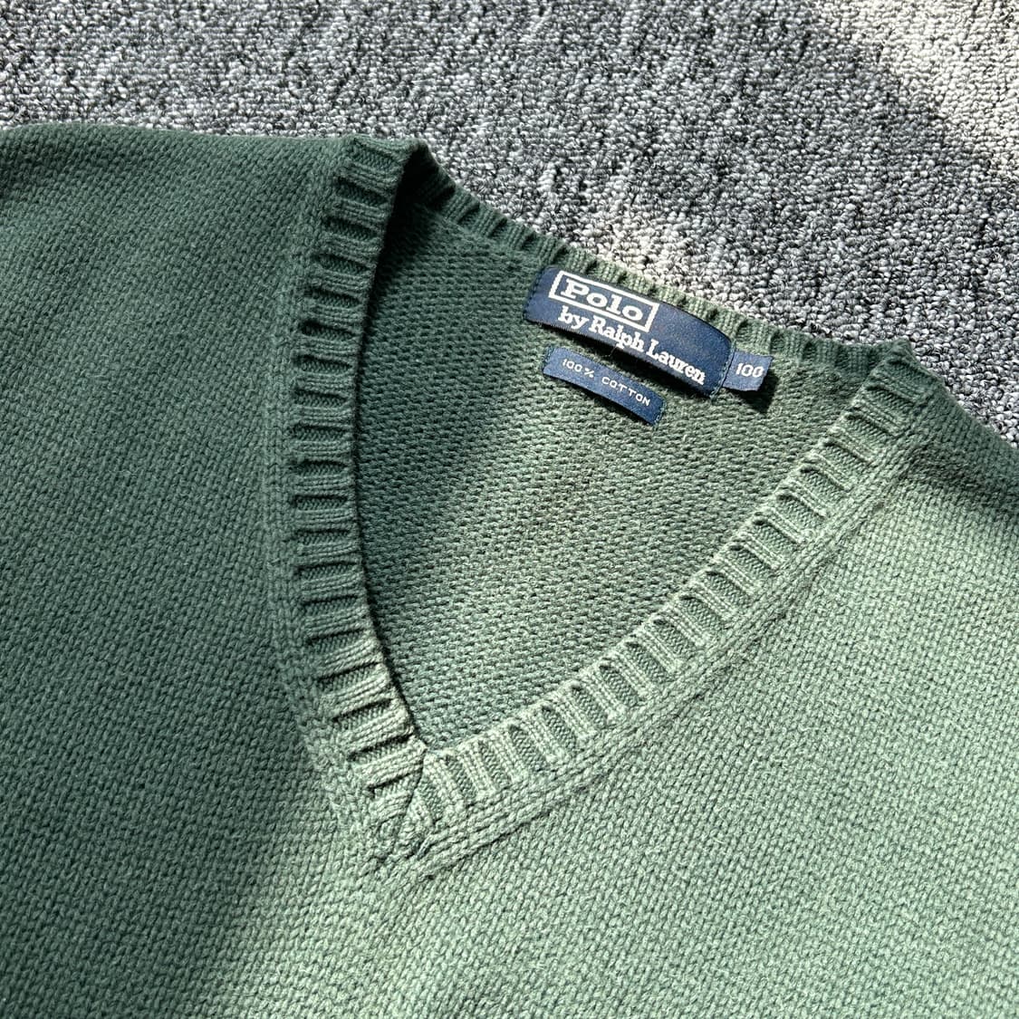폴로 랄프로렌 올리브 코튼 브이넥 니트 베스트 상품이미지4