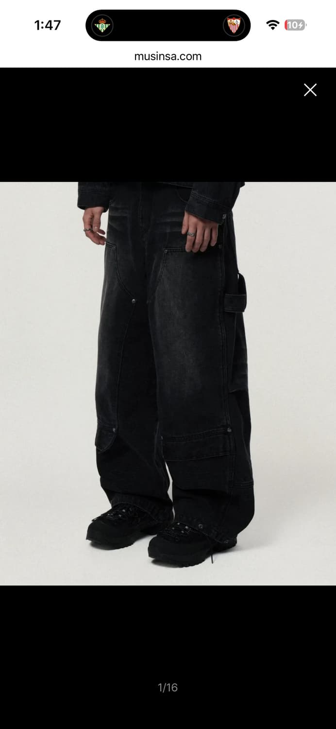 Idws 카펜터 더블니 와이드 데님 팬츠 벌룬핏 발렌시아가 슈프림 상품이미지2