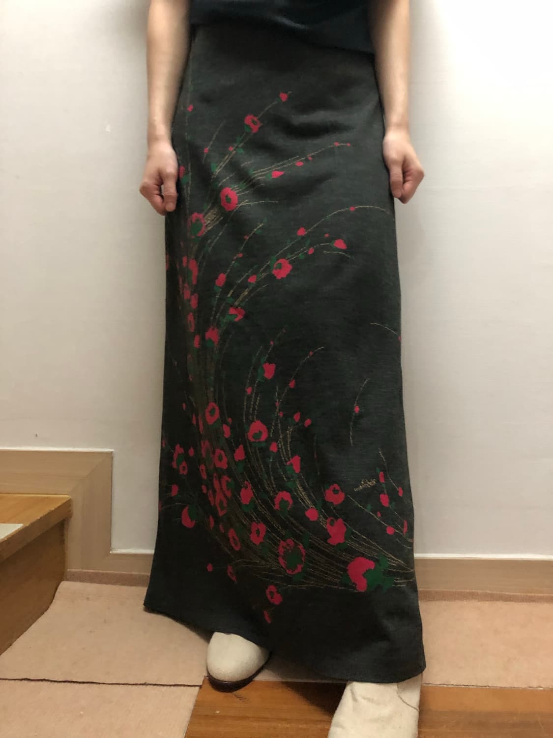 빈티지 딥그레이 오리엔탈 롱 스커트 상품이미지7