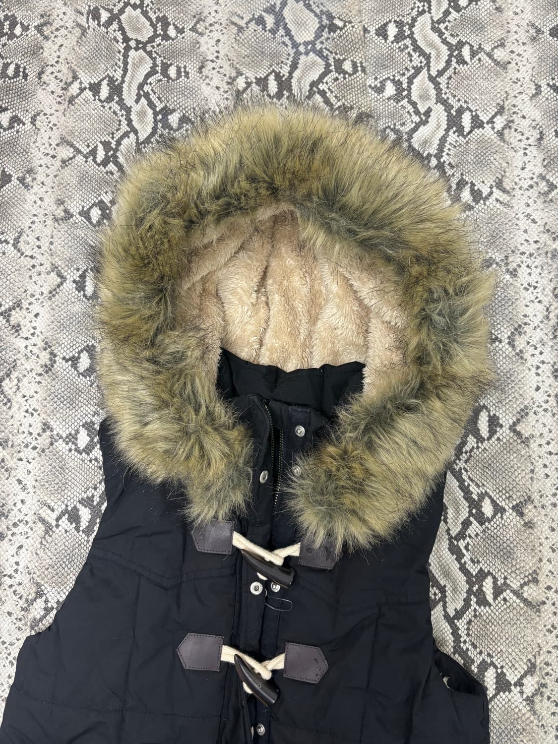 Y2K Fur Hoodie Navy Vest 상품이미지6