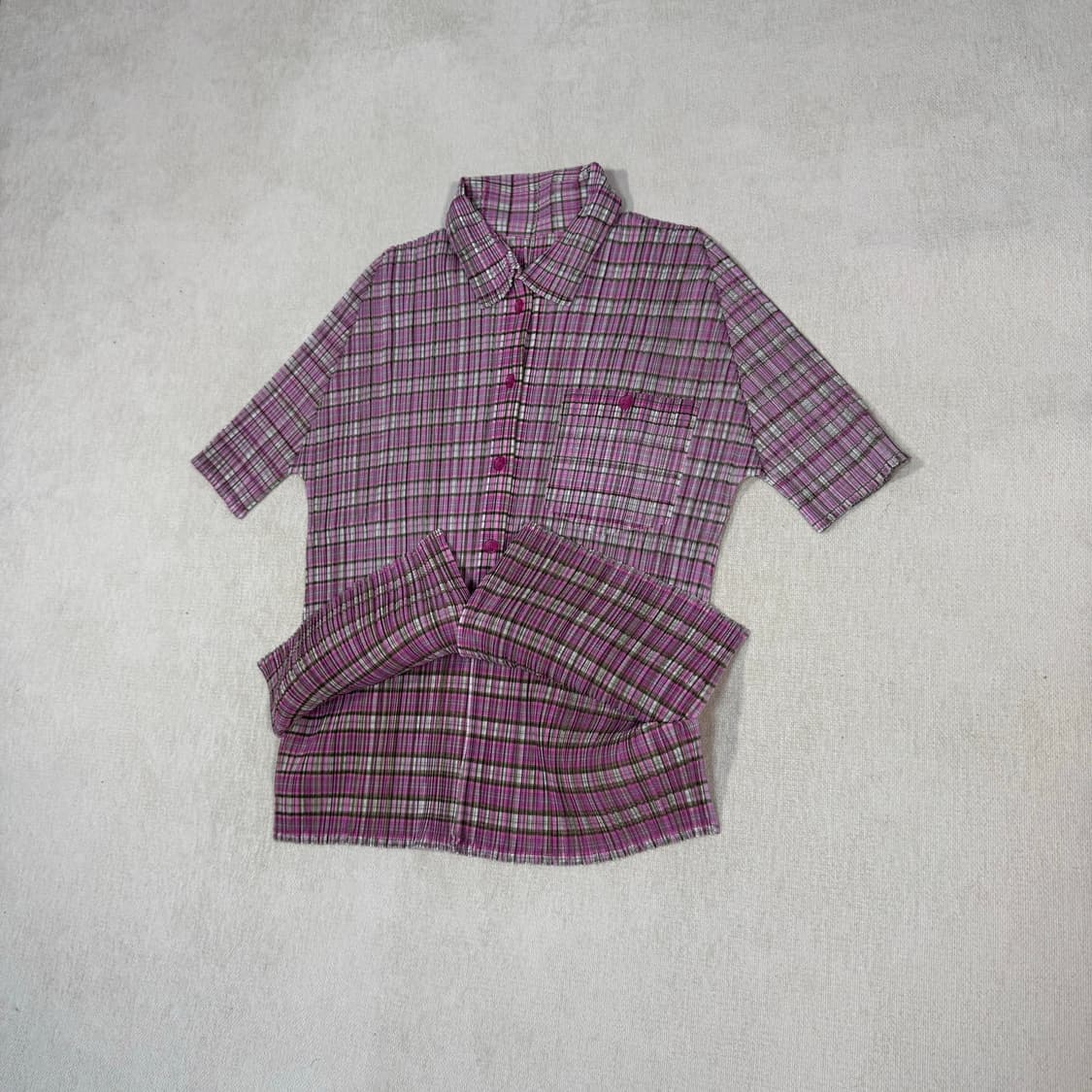 Check Pleated Pullover Sleeveless Shirt 상품이미지3