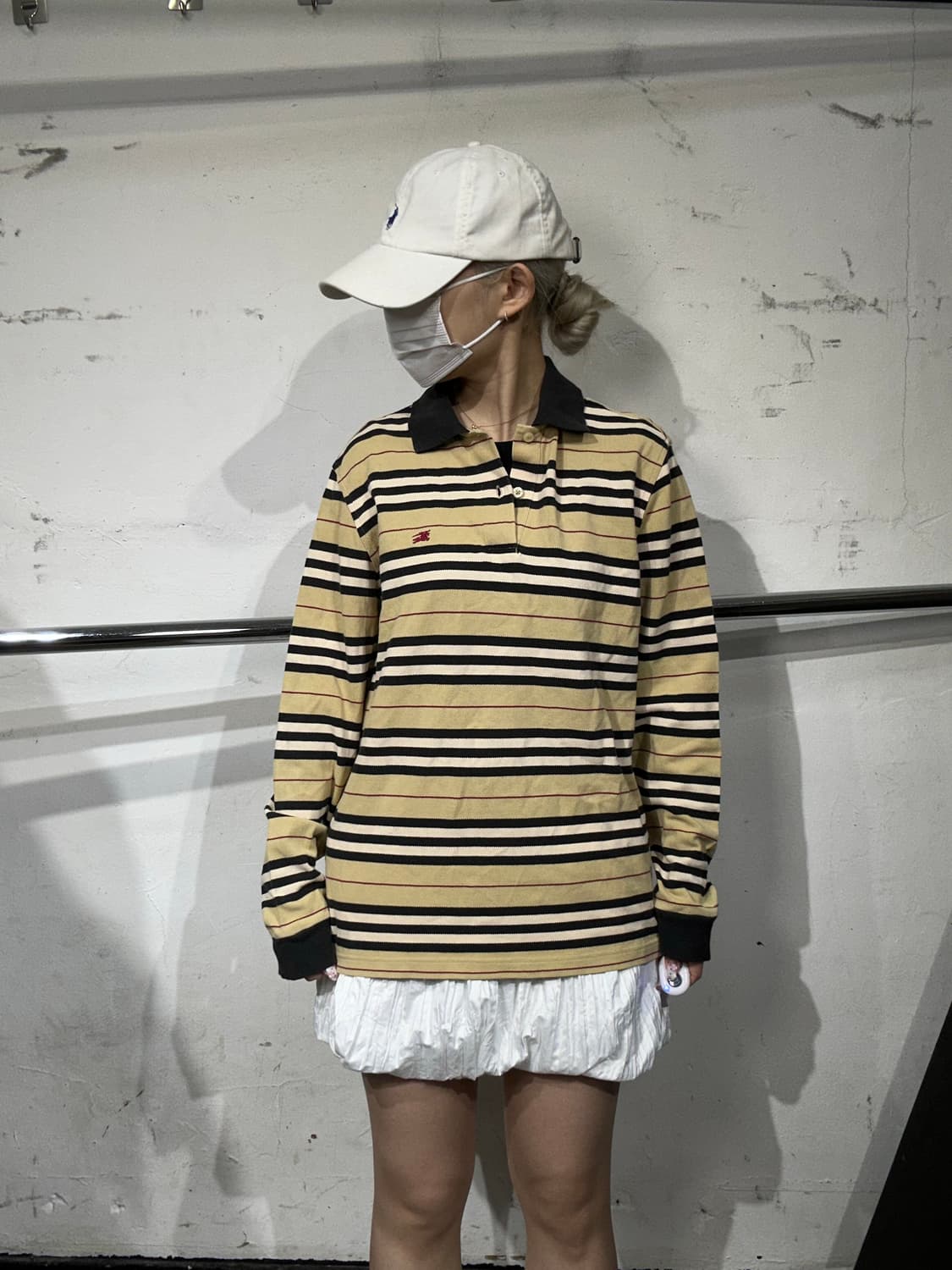 버버리 베이지 런던 줄무늬 스트리이프 카라티 롱슬리브 긴팔티 M 상품이미지2