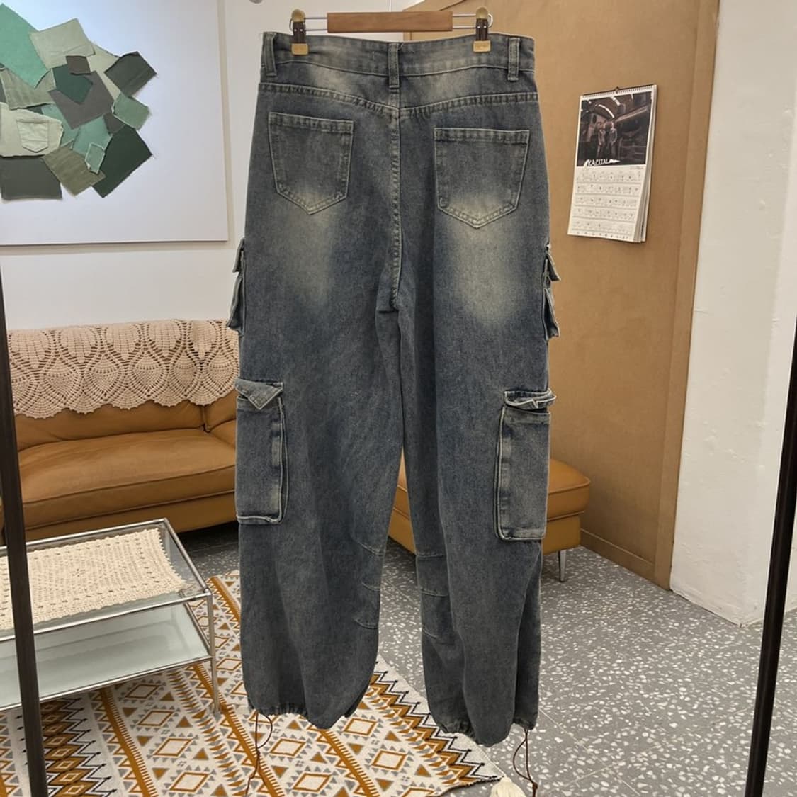 포엠 빈티지 레트로 00's 데님 스트링 조거 카고팬츠 L C10524 상품이미지4