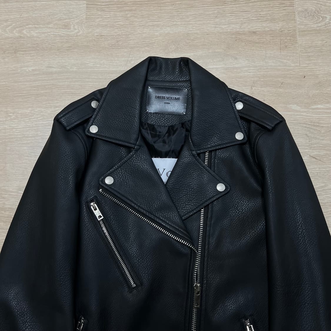 드레스볼륨 싱글 에코 레더 라이더 가죽자켓 [블랙] L/100 상품이미지2
