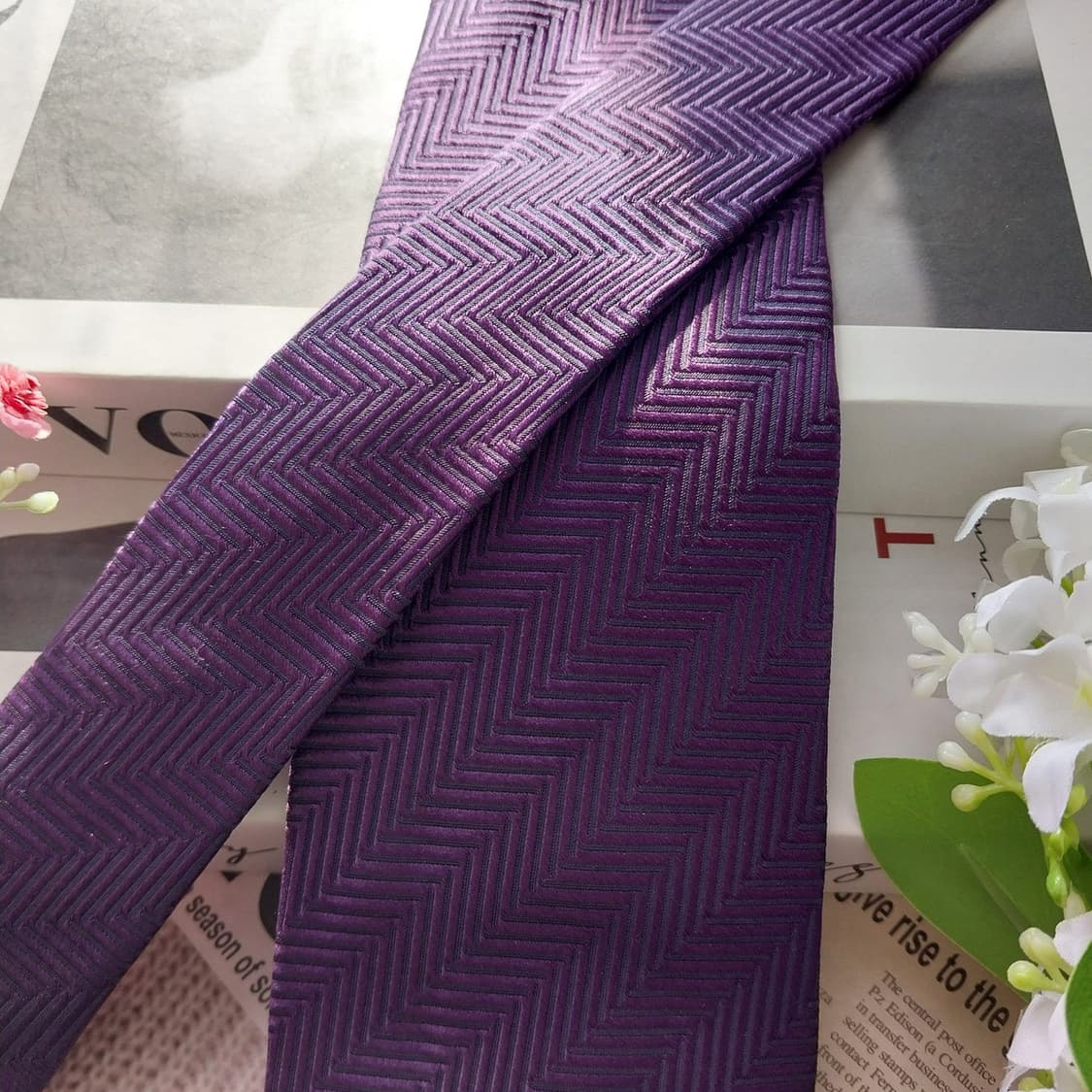 휴고 보스 실크 퍼플 헤링본 넥타이 8.4cm A+등급 K1883
 상품이미지4