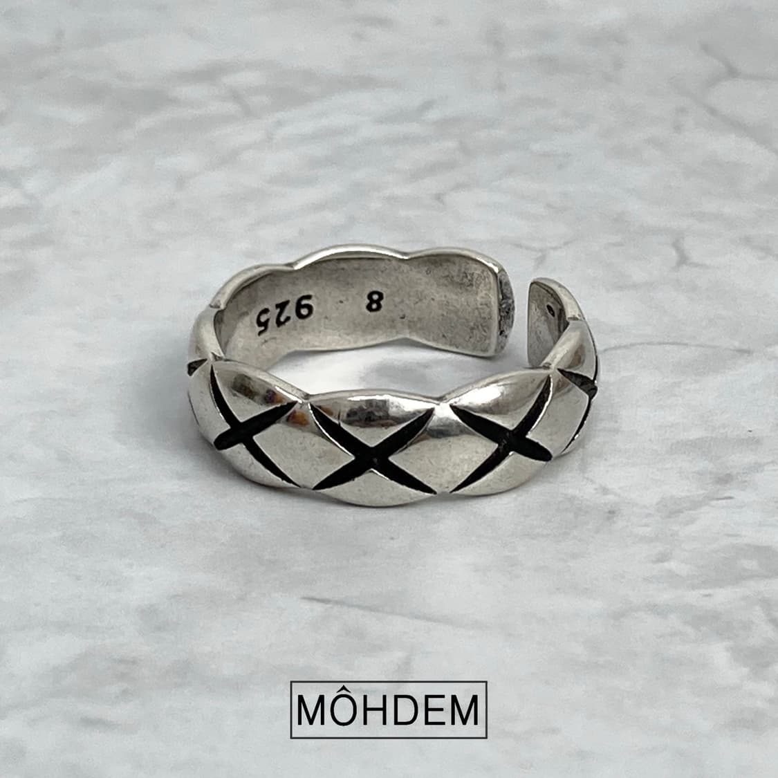 [Unisex] Coco 엠보 체크 실버 반지 상품이미지5