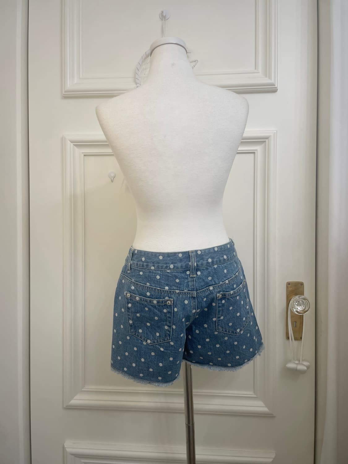 cute dot blue denim short pants(size-S) 상품이미지3