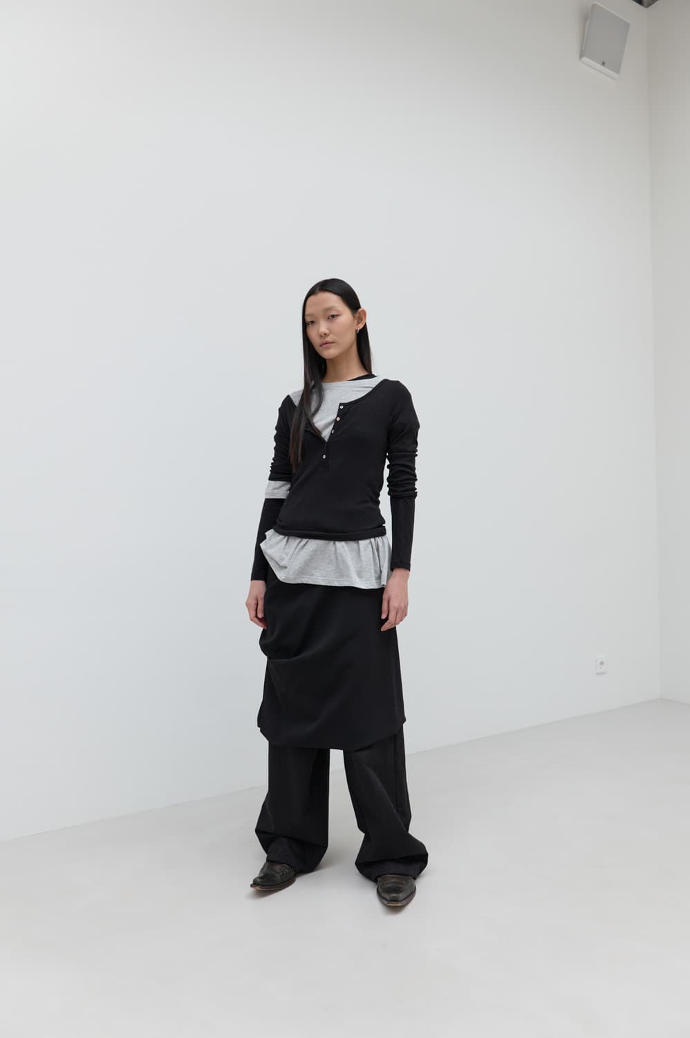 Repos MIDI DRAPE SKIRT (BLACK) 상품이미지1