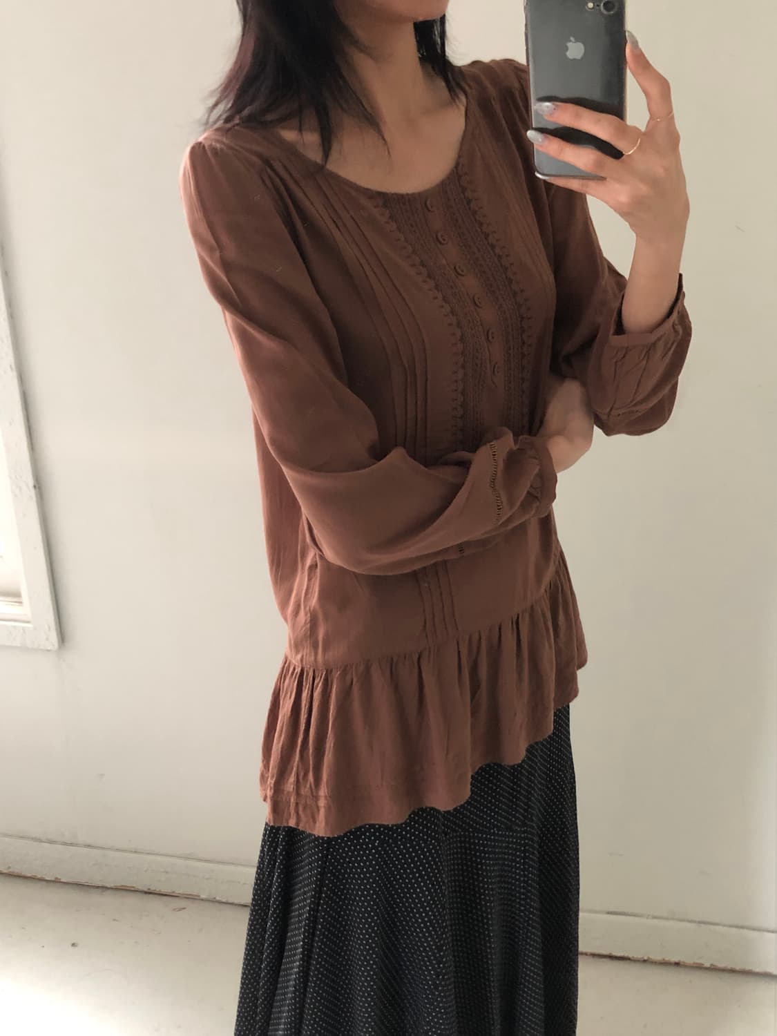 일본빈티지 브라운 블라우스  상품이미지2