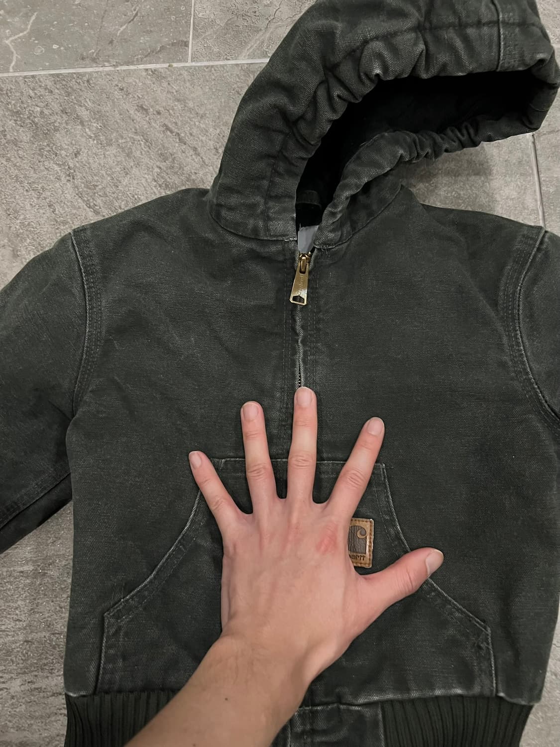 (XS) 칼하트 후드 덕 액티브 보이즈 자켓 YYJ130 MOS 모스그린 상품이미지8