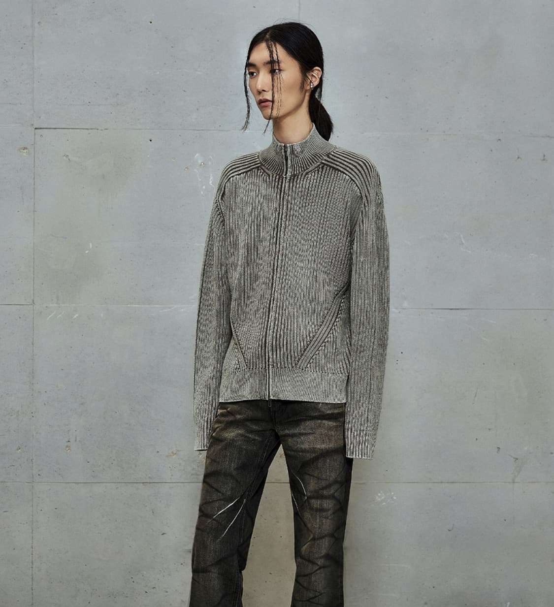 엘무드 피스 다이드 니트 집업 상품이미지8