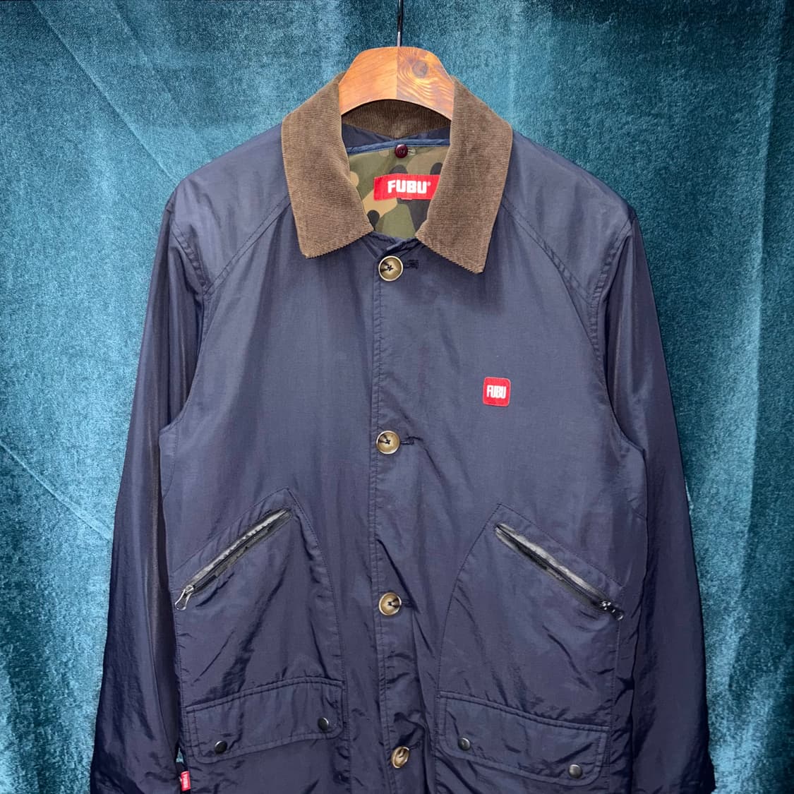 (M) FUBU 코듀로이 카라 리버시블 네이비 야상 자켓 상품이미지2