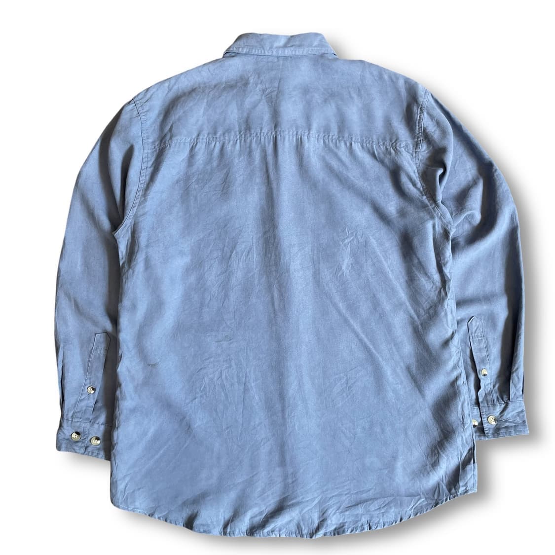 빈티지 블루 스웨이드 투포켓 긴팔 셔츠 L 상품이미지2