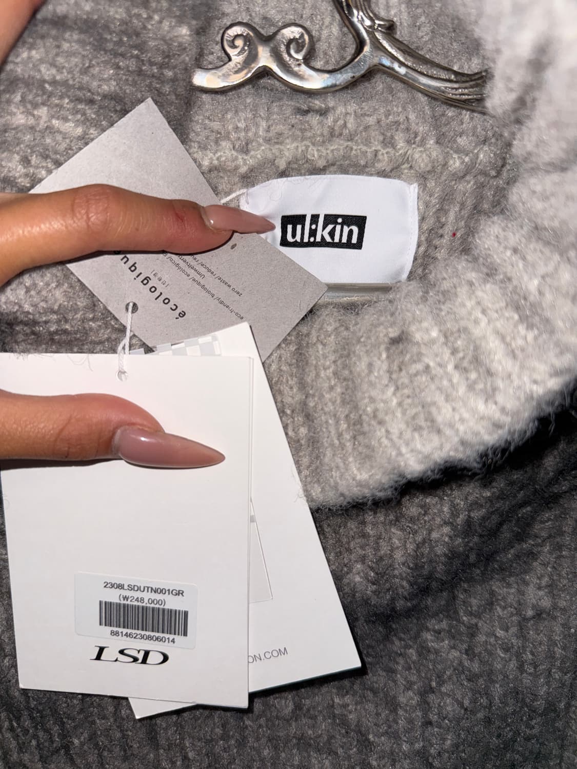Ulkin spray turtleneck crop sweater_grey 상품이미지6