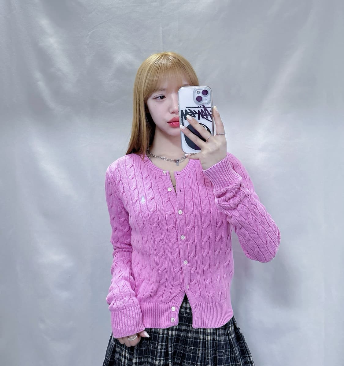 폴로 랄프로렌 핑크 포니 꽈배기 가디건  상품이미지2