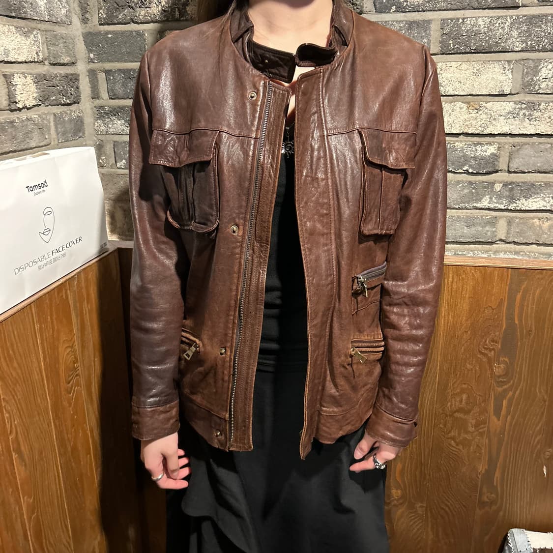 M) 빈티지 멀티 포켓 이탈리안 램스킨 레더 양가죽 자켓 상품이미지9