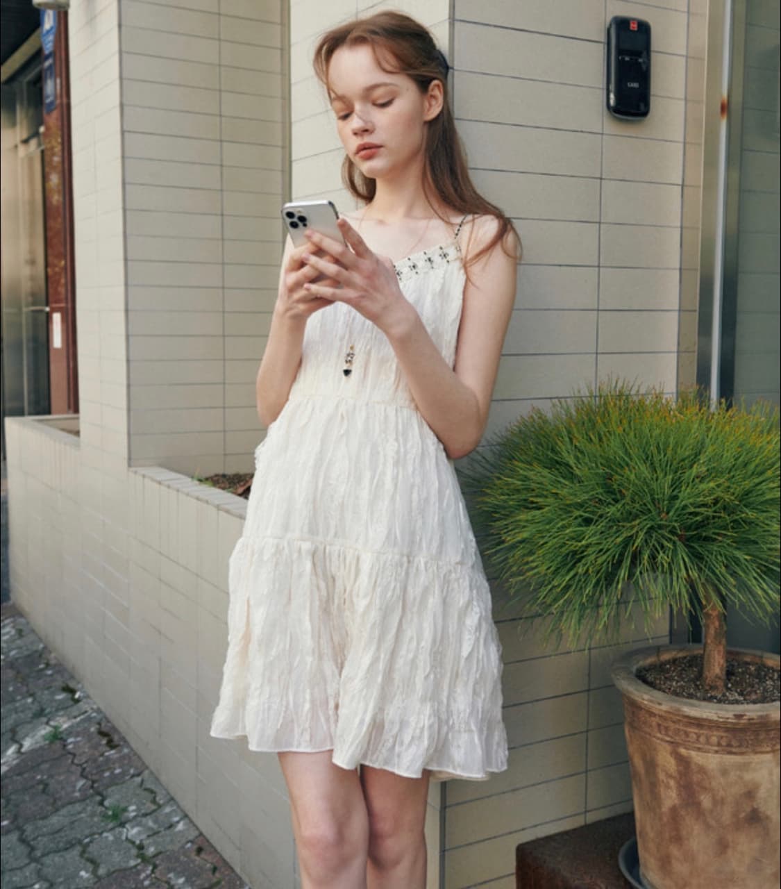 오앨 레이스 슬립 원피스 LACE SLIP MINI DRESS IVORY 상품이미지1