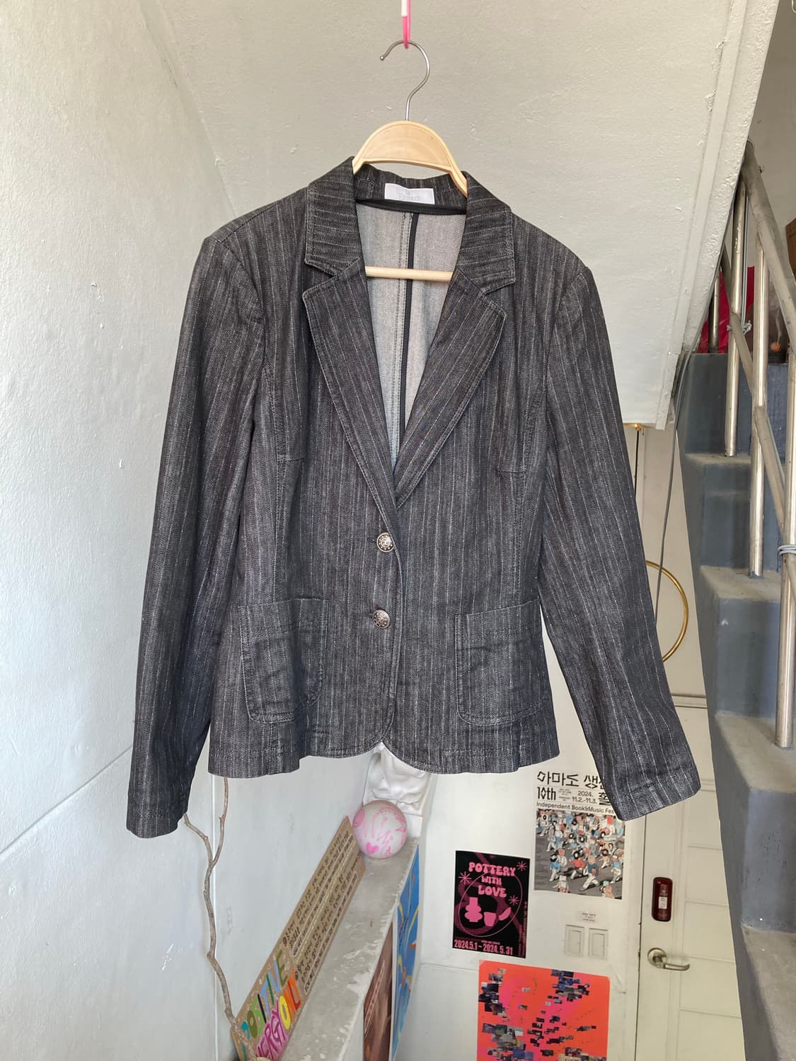 빈티지 에스닉 스트라이프 반짝이 자켓 상품이미지1