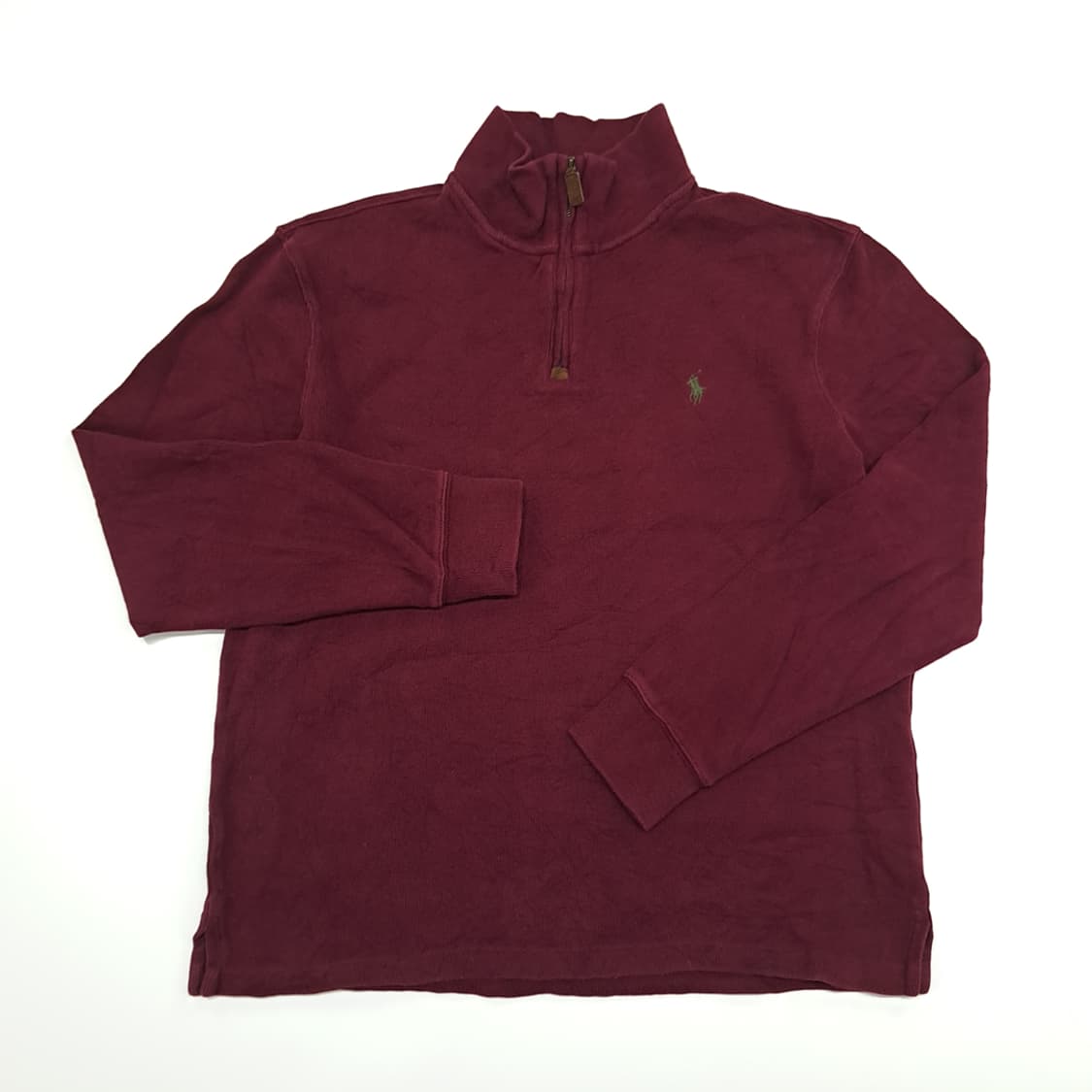CN792 M 폴로 랄프로렌 버건디와인 하프집업 긴팔 니트 스웨터 상품이미지2
