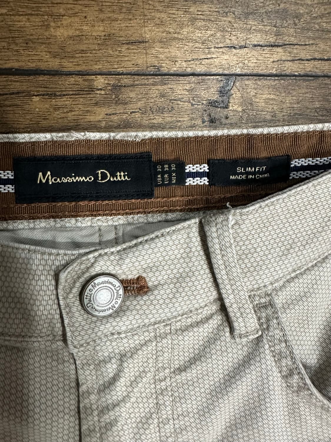 마시모두띠(Massimo Dutti) 슬림핏 버즈아이 아이보리 팬츠 30 상품이미지4