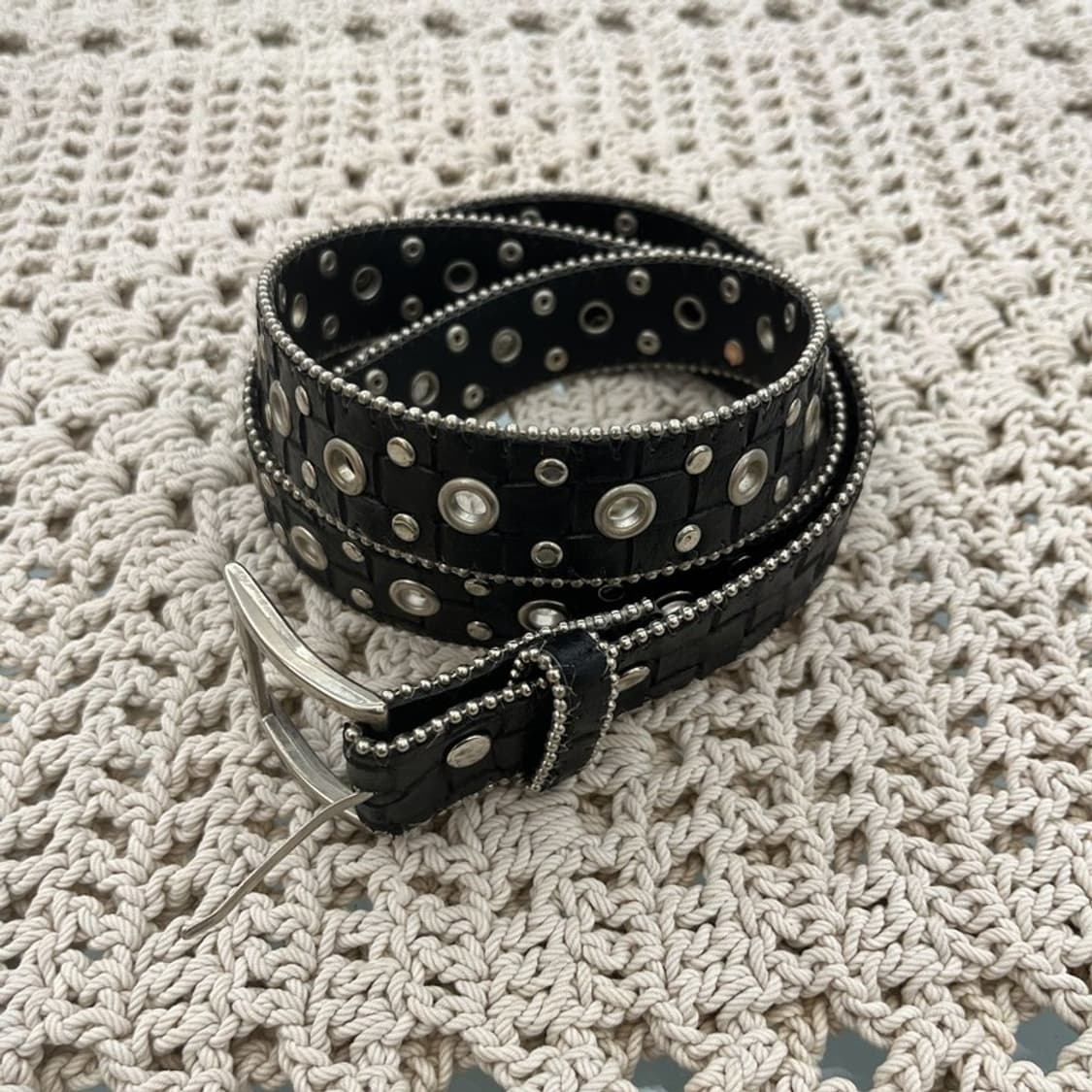 빈티지 스트릿 락펑크 볼 스터드 큐빅 아일렛 벨트 C10768 상품이미지4