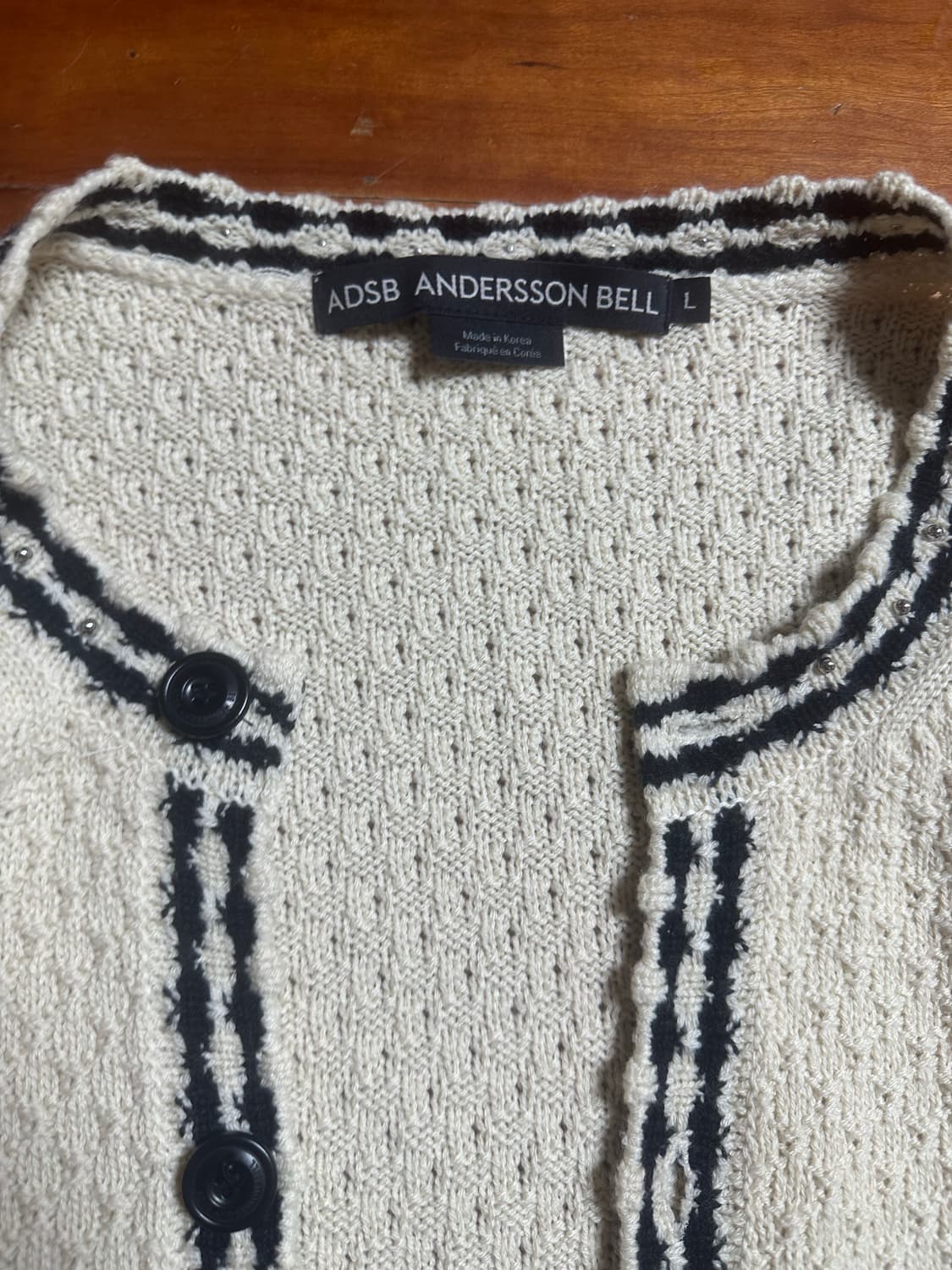 앤더슨벨 오프 화이트 판타지아 라운드넥 가디건L 상품이미지6