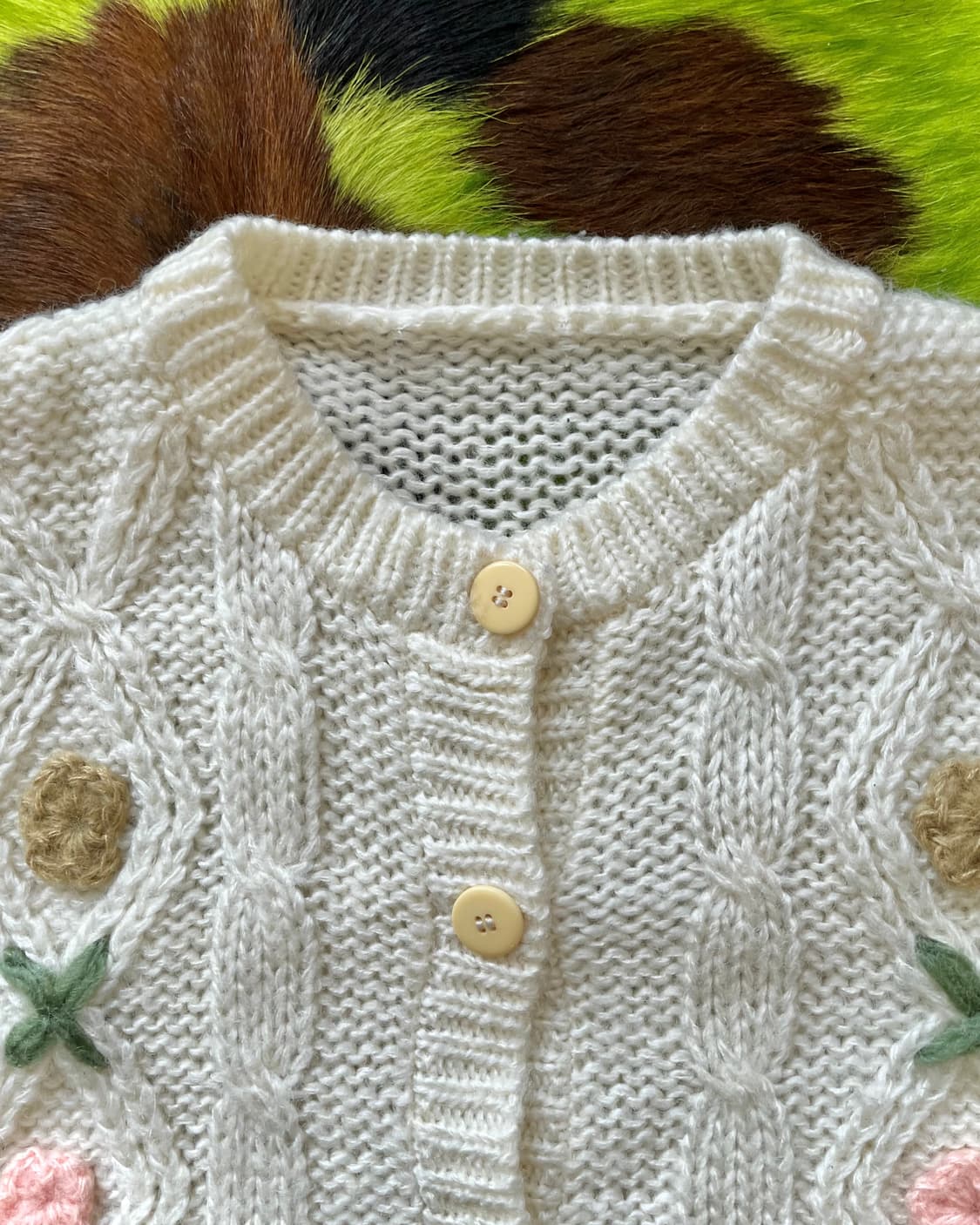 JPN Multi 3D Floral Wool Knit Cardigan 상품이미지4