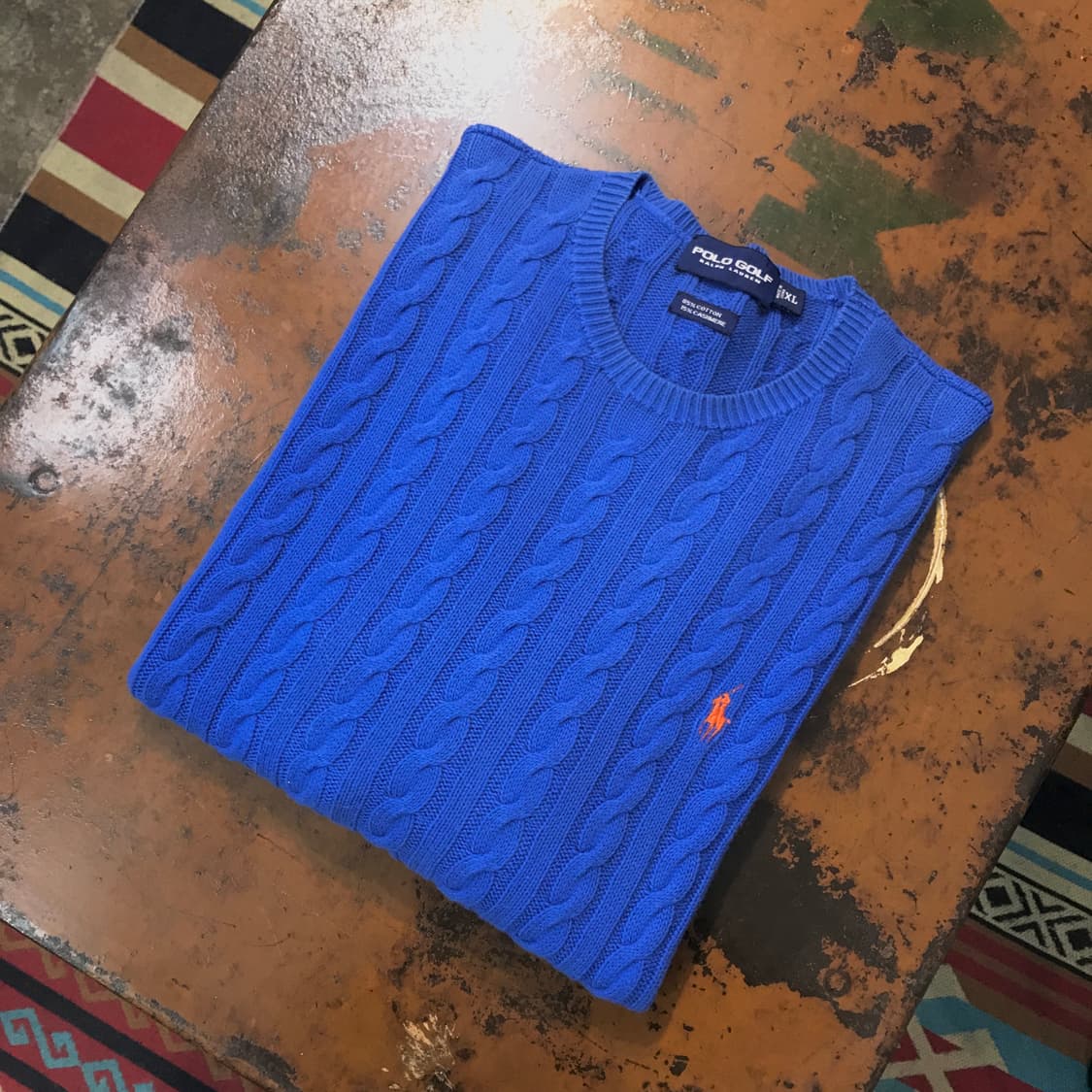 폴로 골프 블루 캐시미어 혼방 케이블 니트 남성 110  상품이미지1